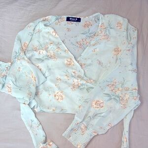 Blue B Floral‎ Wrap Blouse